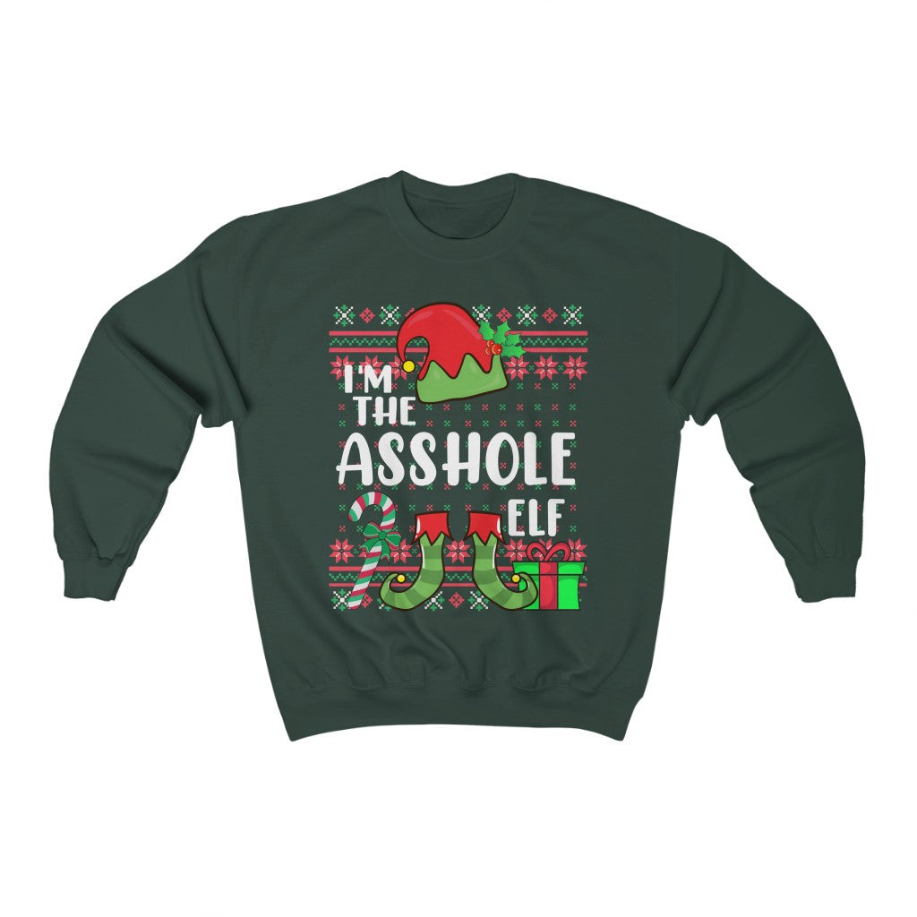 I'm The Asshole Elf Funny Christmas Ugly Sweater  Unisex Heavy Blend™ Crewneck Sweatshirt