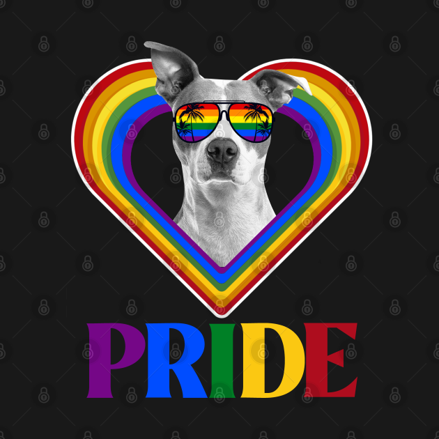 Pitbull Gay Pride Rainbow Heart Unisex Classic T-Shirt