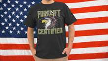 Load and play video in Gallery viewer, Patriotic Forklift Certified Eagle Mullet USA Forklift T-Shirt
