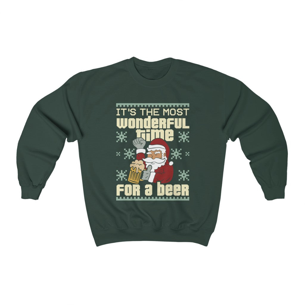 Funny Santa Beer Christmas Ugly Sweater Unisex Heavy Blend™ Crewneck Sweatshirt