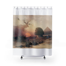 Load image into Gallery viewer, Approach of the simoom Desert of Gizeh illustration by David Roberts, Art Shower Curtain - E.G. Supplies 
