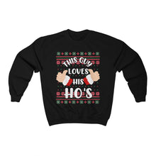 Load image into Gallery viewer, Funny This Guy Loves His Ho&#39;s Santa Ugly Christmas Sweater Unisex Heavy Blend™ Crewneck Sweatshirt
