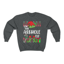 Load image into Gallery viewer, I&#39;m The Asshole Elf Funny Christmas Ugly Sweater  Unisex Heavy Blend™ Crewneck Sweatshirt
