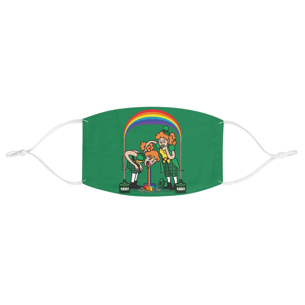 Saint Patrick's Day Partying Leprechaun and Rainbow Fabric Face Mask