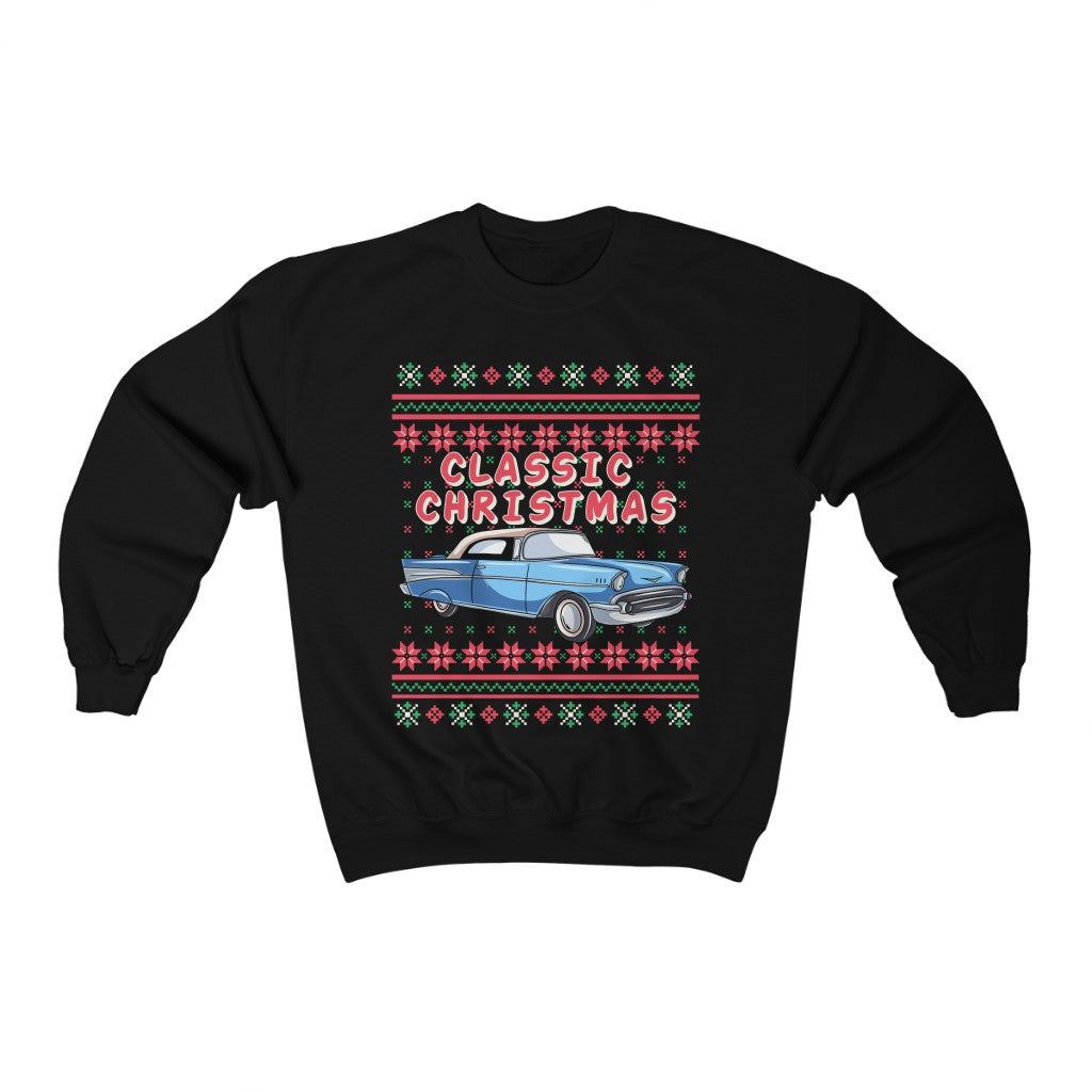 Classic Car Guy Ugly Christmas Sweater Style Unisex Heavy Blend Crewneck Sweatshirt