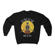 Load image into Gallery viewer, Eff You See Kay Why Oh You Moon Skeleton Yoga Halloween Unisex Heavy Blend™ Crewneck Sweatshirt
