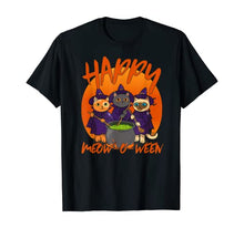 Load image into Gallery viewer, Happy Meow-o-ween Halloween Cat Witch T-Shirt - E.G. Supplies, LLC 
