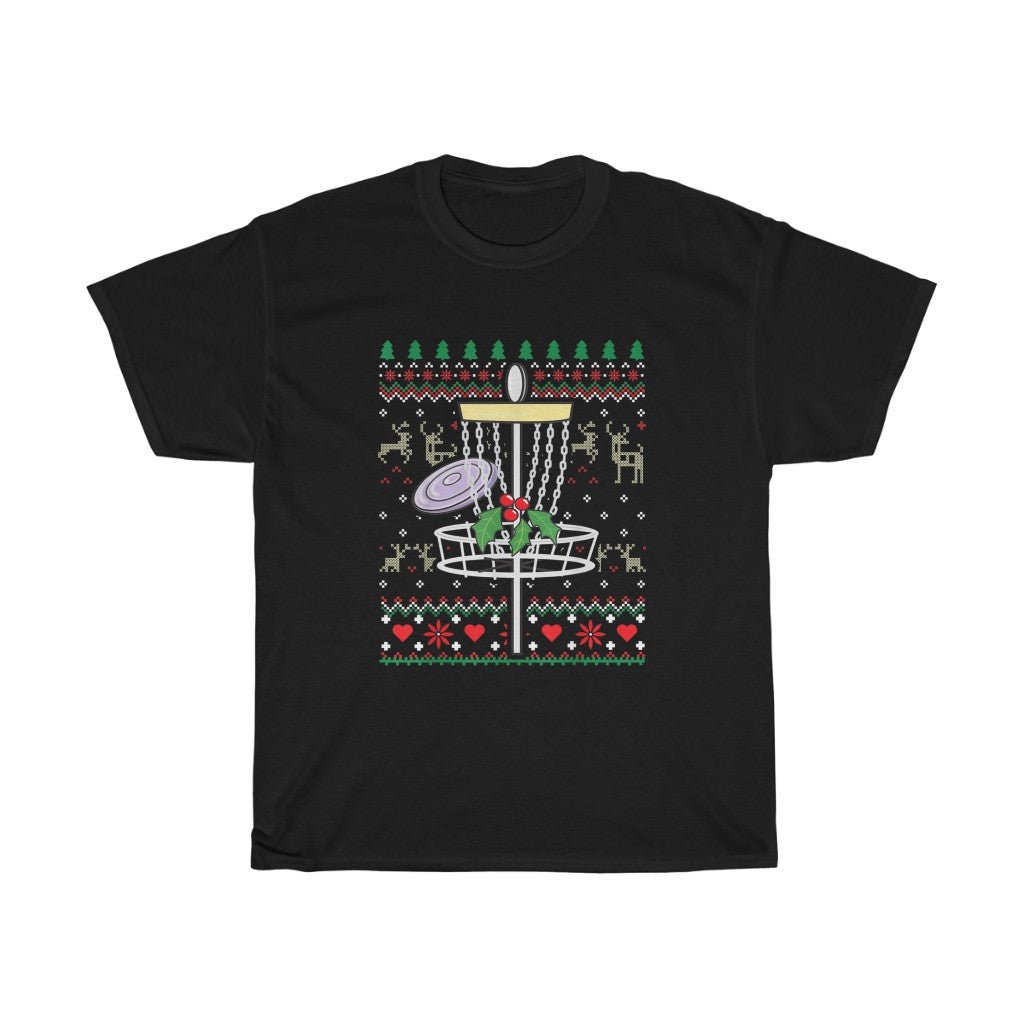 Disc Golf Basket Frisbee Golf Ugly Christmas Sweater Style