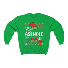 Load image into Gallery viewer, I&#39;m The Asshole Elf Funny Christmas Ugly Sweater  Unisex Heavy Blend™ Crewneck Sweatshirt
