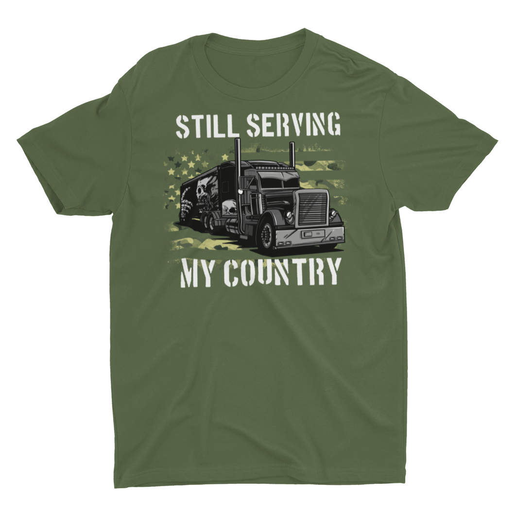 Camo American Flag Truck Driver Veteran Trucker Unisex T-Shirt