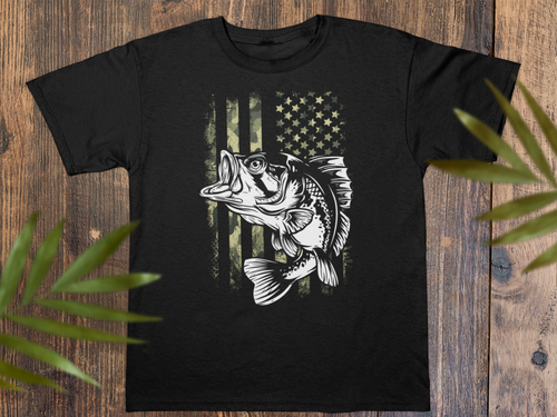 Fishing Camo US Flag Unisex Classic T-Shirt - E.G. Supplies, LLC 