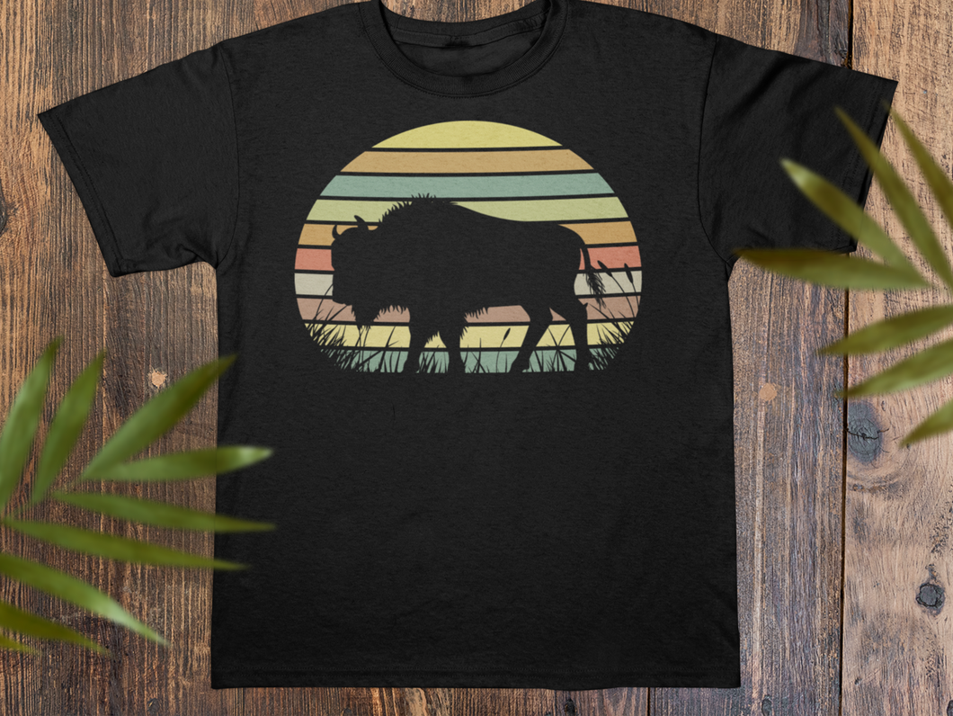Great American Bison Buffalo Vintage Retro Sunset Unisex T-Shirt Unisex Classic T-Shirt - E.G. Supplies, LLC 