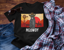 Load image into Gallery viewer, Meowdy Texas Landscape Cowboy Cat Meme Unisex Classic T-Shirt
