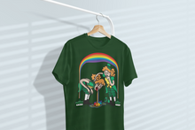 Load image into Gallery viewer, Funny, Saint Patrick’s Day Partying Leprechaun and Rainbow Unisex Classic T-Shirt
