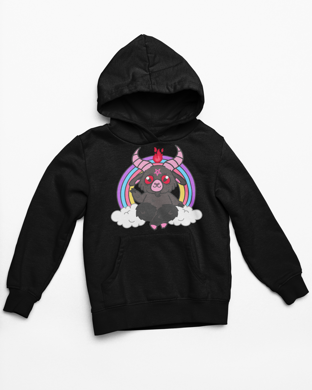 Pastel Goth Nu Goth Baby Baphomet Kawaii Clouds Hoodie