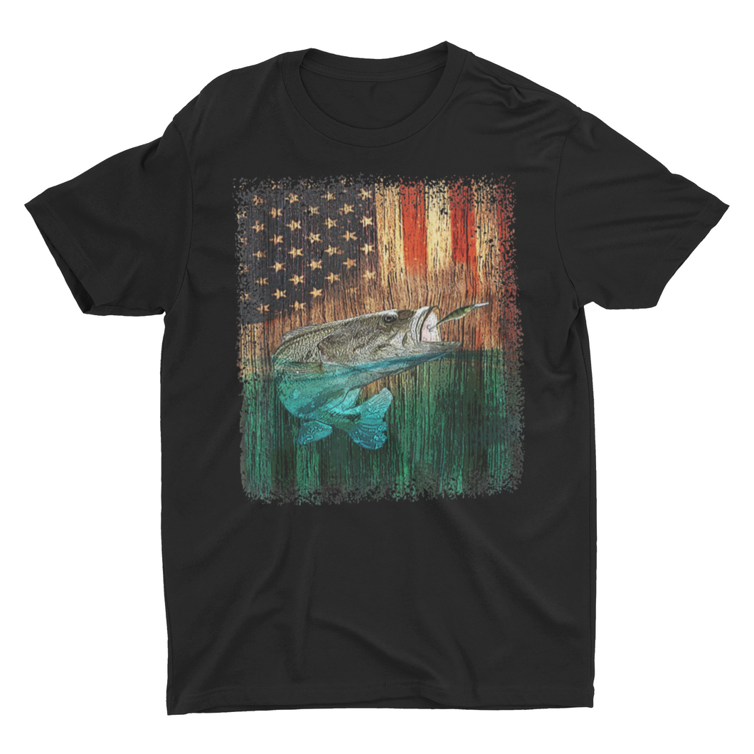 American Flag Large Mouth Bass Fishing Shirt