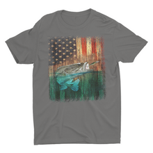 Load image into Gallery viewer, American Flag Large Mouth Bass Fishing Shirt
