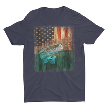 Load image into Gallery viewer, American Flag Large Mouth Bass Fishing Shirt

