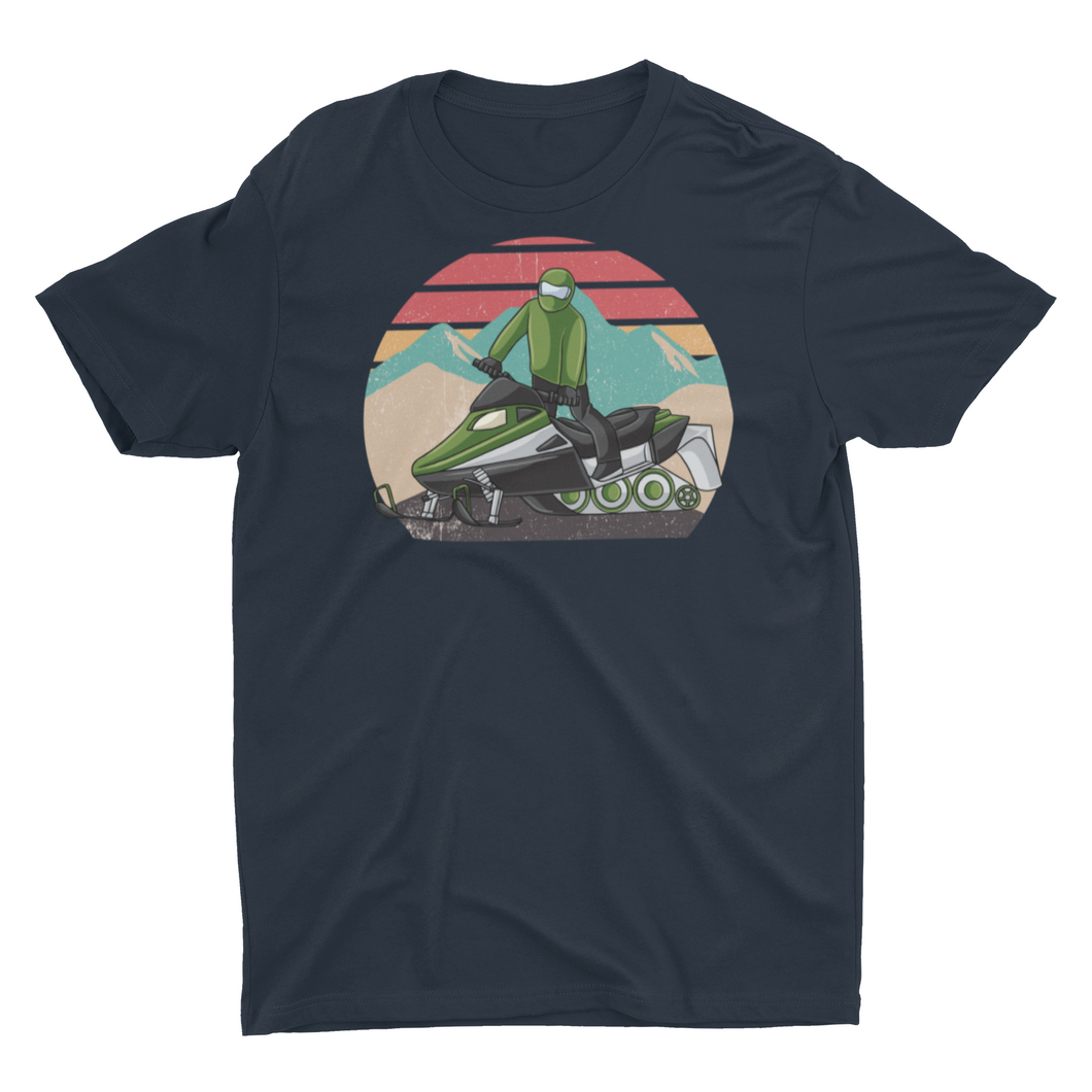 Retro Style Mountains and Snowmobile Unisex Classic T-Shirt