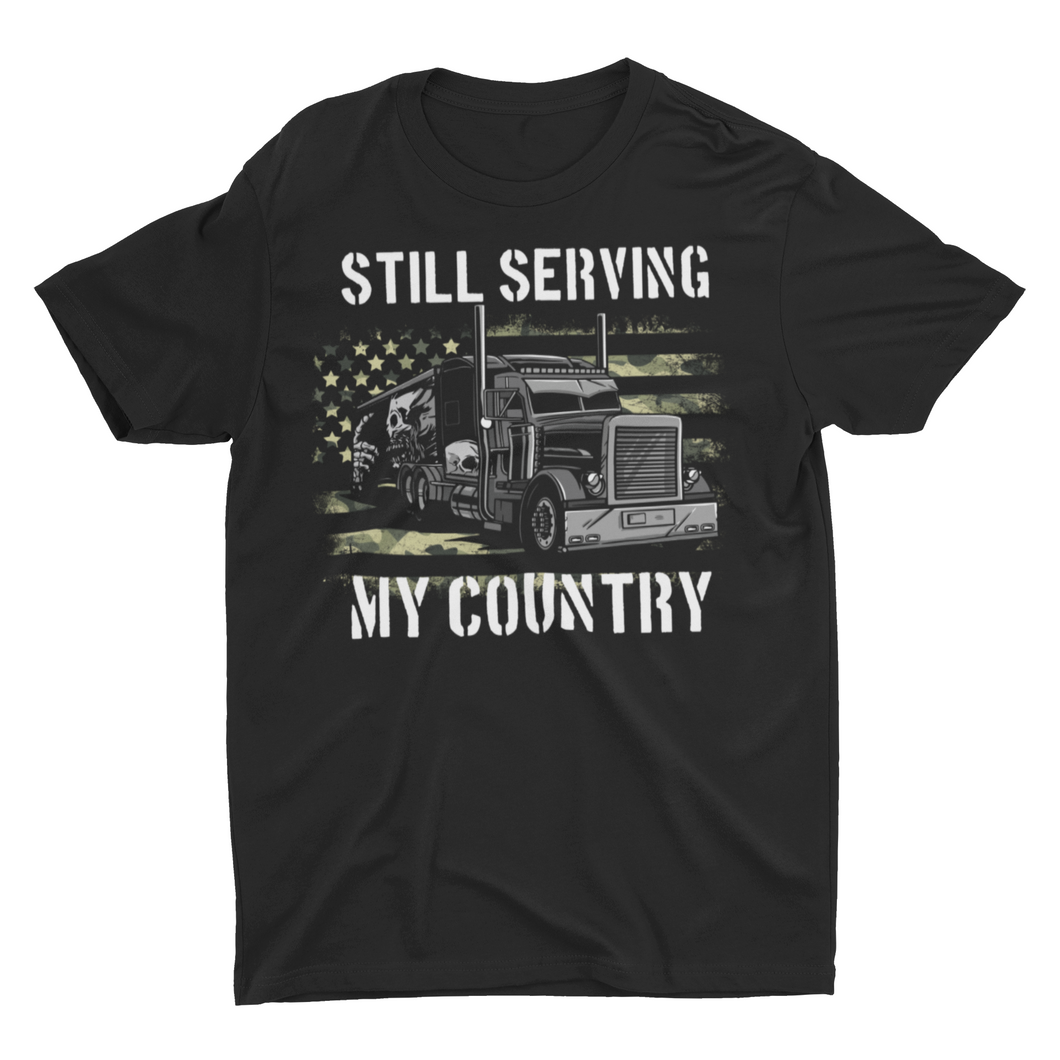 Camo American Flag Truck Driver Veteran Trucker Unisex T-Shirt
