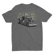 Load image into Gallery viewer, Truck Driver Camo American Flag Distressed Style Trucker T-Shirt
