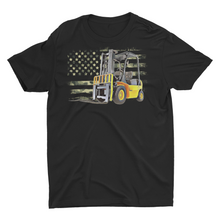 Load image into Gallery viewer, Fork Lift Operator Camo American Flag T-Shirt
