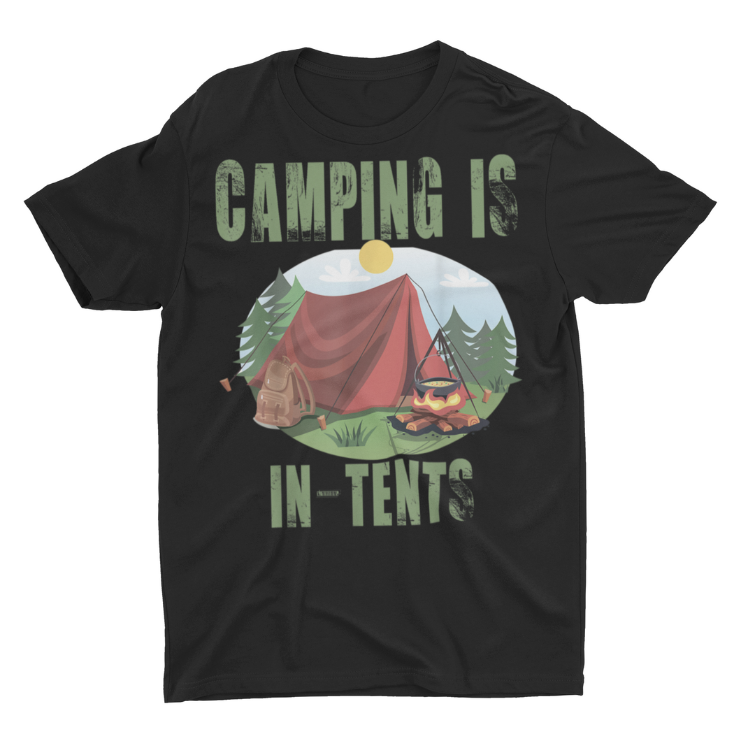 Distressed Camping in In - Tents Funny Camping Shirts