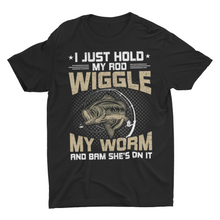 Load image into Gallery viewer, Funny Fishing Gift Shirt, I Just Hold My Fishing Rod
