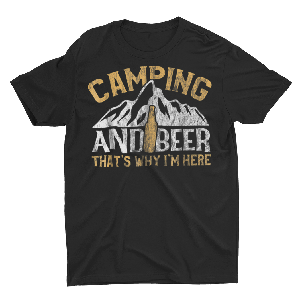 Vintage Retro Distressed Camping and Beer Funny Camping Shirt