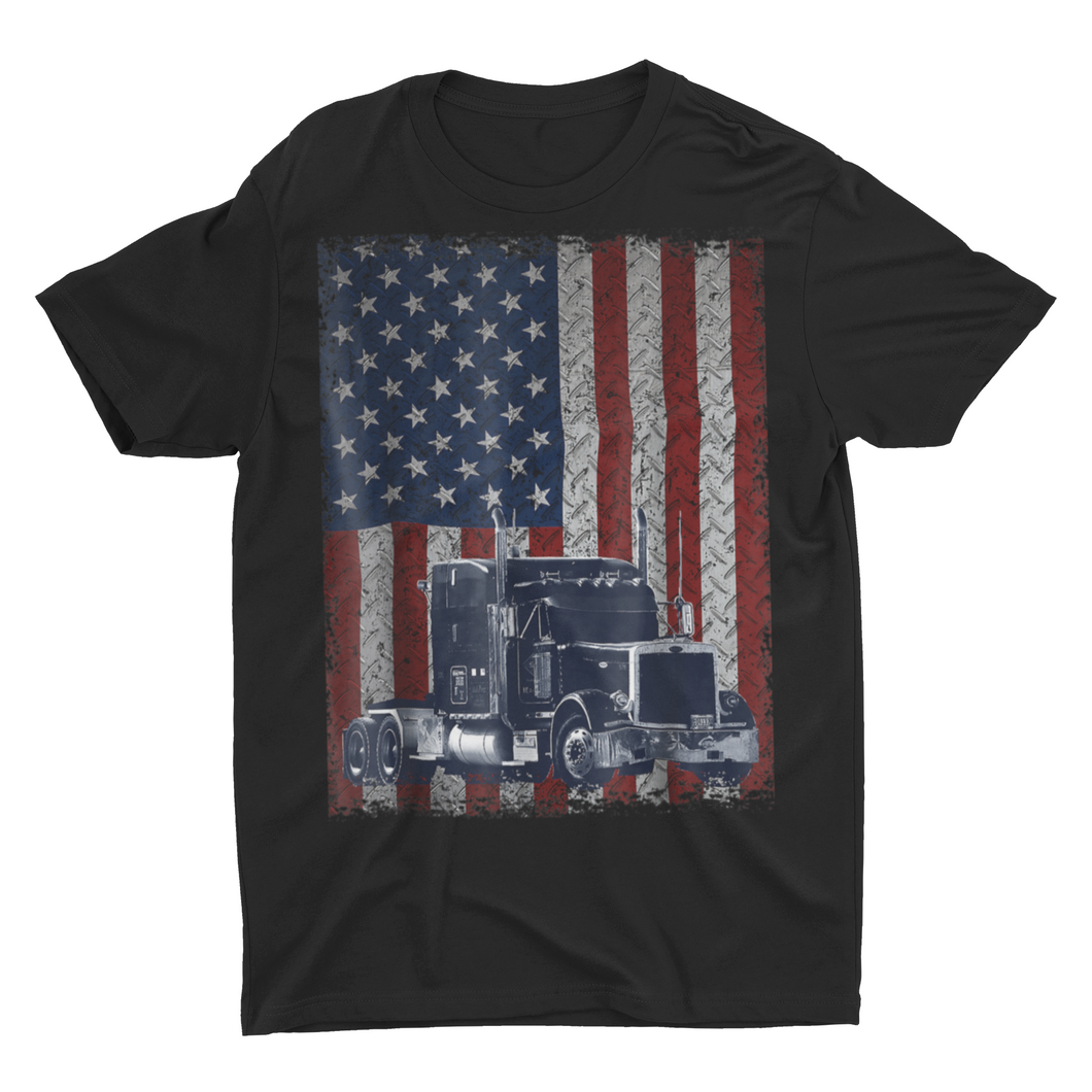 American Flag Truck Driver Trucker Shirt