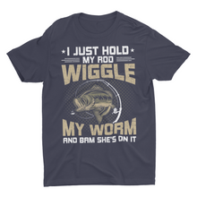 Load image into Gallery viewer, Funny Fishing Gift Shirt, I Just Hold My Fishing Rod
