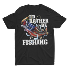 Load image into Gallery viewer, I&#39;d Rather Be Fishing Patriotic Fishing Shirt.
