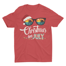 Load image into Gallery viewer, Christmas in July Santa Hat and Beach Sunglasses Funny Shirt
