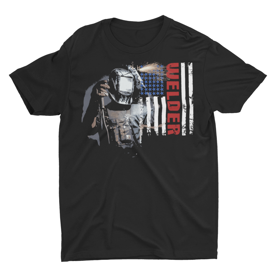 Welder welding American Flag Shirt