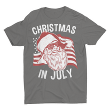 Load image into Gallery viewer, American Flag Christmas In July, Santa and Flag Shirt
