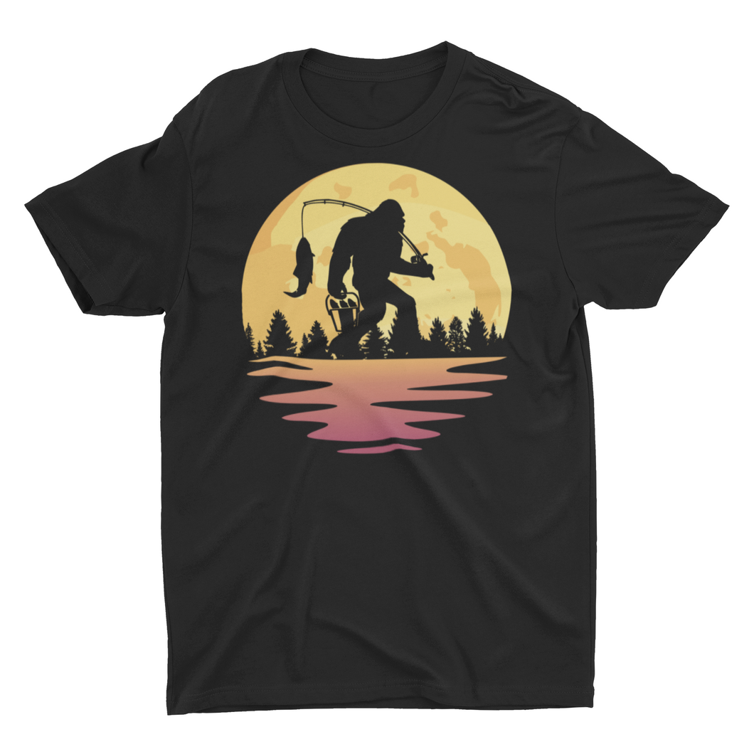 Big Foot Fishing Night Sky Bigfoot Unisex T-Shirt