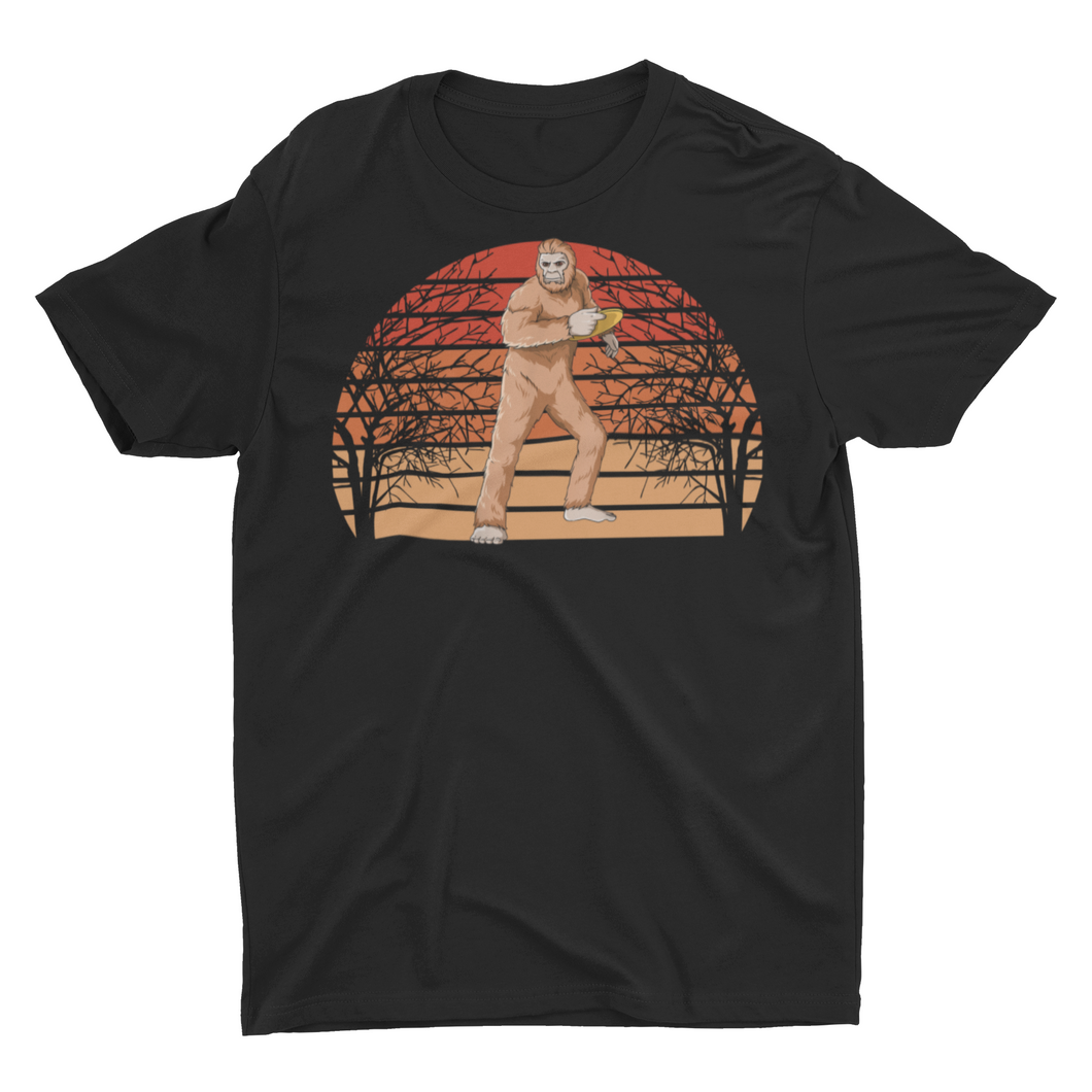 Funny Bigfoot Disc Golf Trees Sunset Shirts