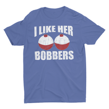 Load image into Gallery viewer, Distressed Funny Fishing Shirt I Like Her Bobbers
