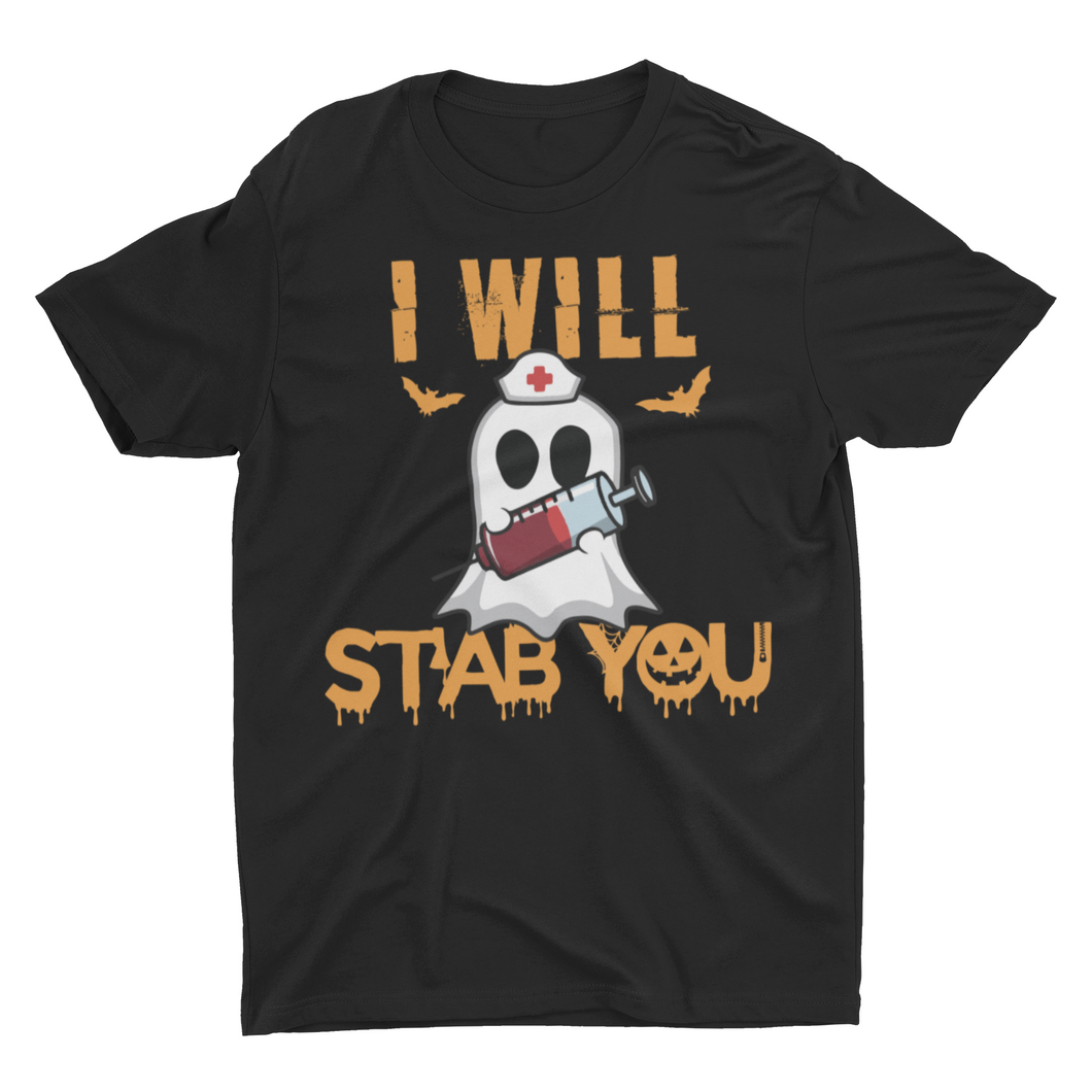 Cute Ghost Nurse I Will Stab You Halloween Shirt