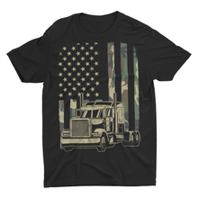 Load image into Gallery viewer, American Flag Camouflage Trucking Truck Driver Shirt
