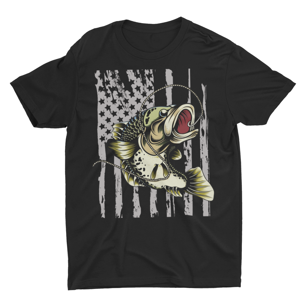 Patriotic Bass Fishing American Flag Unisex T-Shirt