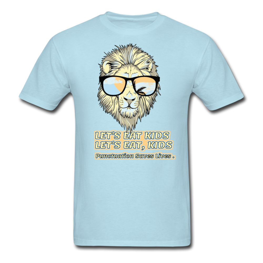 Lets Eat Kids, Punctuation Saves Lives Adult Unisex Classic T-Shirt - powder blue