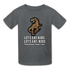 Load image into Gallery viewer, Lets Eat Kids, Punctuation Saves Lives,  Kids&#39; T-Shirt - charcoal
