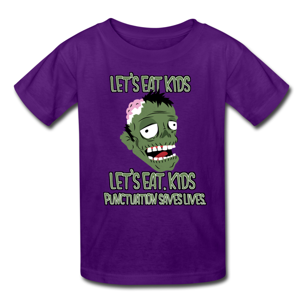 Let's Eat Kids Punctuation Saves Lives Kids' T-Shirt - purple