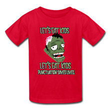 Load image into Gallery viewer, Let&#39;s Eat Kids Punctuation Saves Lives Kids&#39; T-Shirt - red
