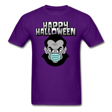 Load image into Gallery viewer, Happy Halloween Vampire Wearing a Face Mask Unisex Classic T-Shirt - purple
