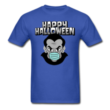 Load image into Gallery viewer, Happy Halloween Vampire Wearing a Face Mask Unisex Classic T-Shirt - royal blue
