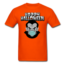 Load image into Gallery viewer, Happy Halloween Vampire Wearing a Face Mask Unisex Classic T-Shirt - orange
