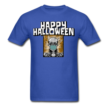 Load image into Gallery viewer, Happy Halloween Skeleton Wearing Face Mask Unisex T-Shirt - royal blue
