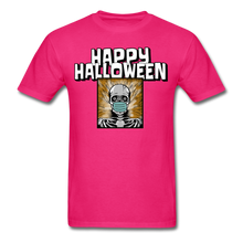 Load image into Gallery viewer, Happy Halloween Skeleton Wearing Face Mask Unisex T-Shirt - fuchsia
